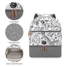 Mochila Grande De Pañales Con Capacidad Para Múltiples Funciones De Viaje Para Mamás Con Cochecito, Comedor Al Aire Libre, Preservación E Aislamiento De Alimentos Para Bebés - Gris Claro - Ver 4