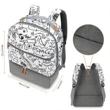 Mochila Grande De Pañales Con Capacidad Para Múltiples Funciones De Viaje Para Mamás Con Cochecito, Comedor Al Aire Libre, Preservación E Aislamiento De Alimentos Para Bebés - Gris Claro - Ver 7