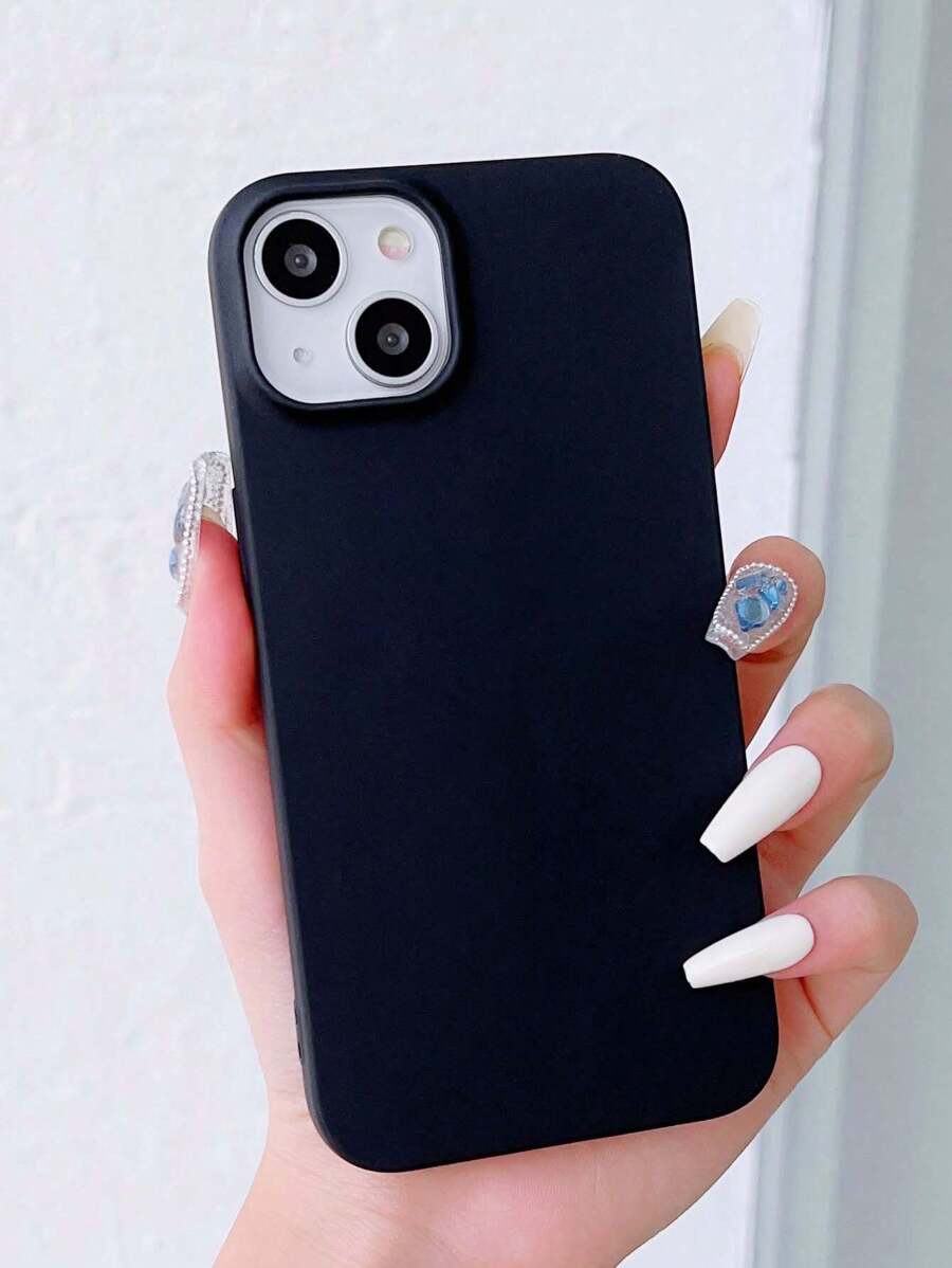 1 Vỏ Điện Thoại Bề Mặt Mờ Màu Trơn Tương Thích Với Apple IPhone 11/12/13/14/15 Pro Max Vỏ Bảo Vệ - màu đen - Xem 1