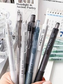 MOKA 5pcs High-end Retractable Ballpoint Pen, Blue Color, Transparent Barrel, Quick-drying, 0.5mm Tip, Pack Of 1 - Blue - View 5