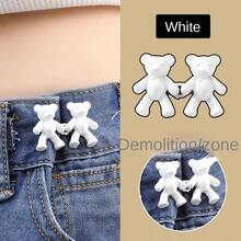 腰帶緊縮扣牛仔褲扣子固定器,易於使用,可拆卸和重複使用,即時調節 - 白色 - 查看 1