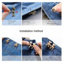 腰帶緊縮扣牛仔褲扣子固定器,易於使用,可拆卸和重複使用,即時調節 - 白色 - 查看 2