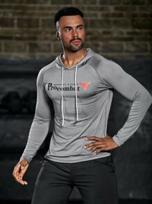 男款快干健身連帽長袖t恤