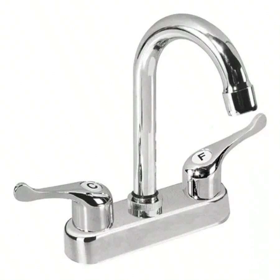 Llave Mezcladora Lavabo Cuello Curvo Largo - Plateado - Ver 1