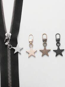 3pcs Black Five-pointed Star Metal Zipper Pull With Detachable Hook, Replacement Accessory For Bags - Black - View 5