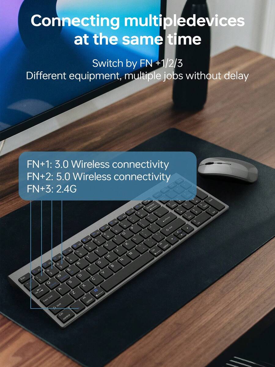 Wireless charging dual-mode keyboard and mouse set is suitable for ...