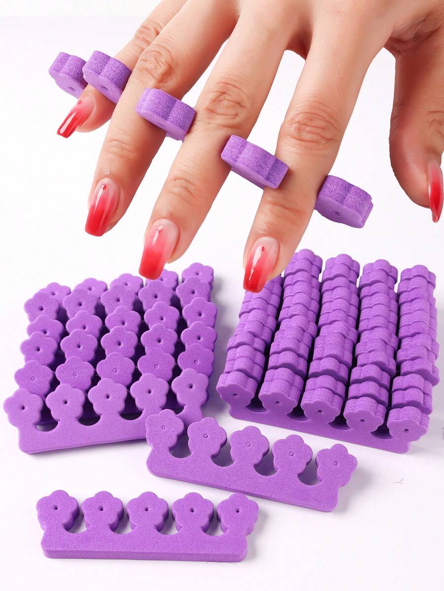 40入組紫色海綿指趾分隔器,適用於美甲練習、修甲產品、柔軟泡沫分隔器夾持器、凝膠uv磨光工具(20對) - 紫色 - 查看 1