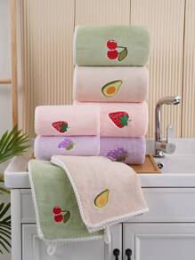 1 chiếc khăn tắm sợi siêu mịn thêu hình trái cây hoặc khăn tay trang trí phòng tắm gia đình trở lại trường cho tiệm làm đẹp khăn tắm phòng tắm gia đình cho tiệm làm đẹp, khách sạn thể thao, đồ dùng thiết yếu trong nhà, khăn tắm, khăn tắm chăm sóc da - Màu Khaki - Xem 8
