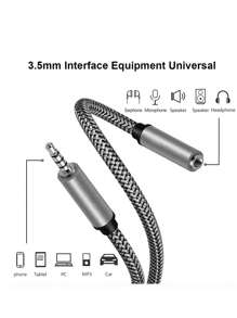 3.5 公釐輔助插孔音訊延長線,公對母,耳機或智慧型手機轉接器。適用於汽車、耳機、ipod、電話、家庭立體聲 Mp3 播放器、家庭劇院系統等 - 黑色 - 查看 6