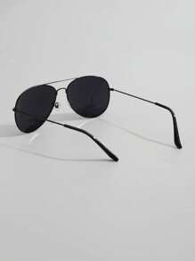 Classic And Fashionable Unisex Reflective Color Fashion Glasses, Pilot & Frog Shape, Metal Frame - Black - View 6