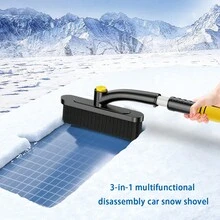 1pc Car Snow Shovel Tool, Yellow 7475 Multifunctional Snow Scraper, Auto 3 In 1 Snow Shovel - Multicolor - View 1