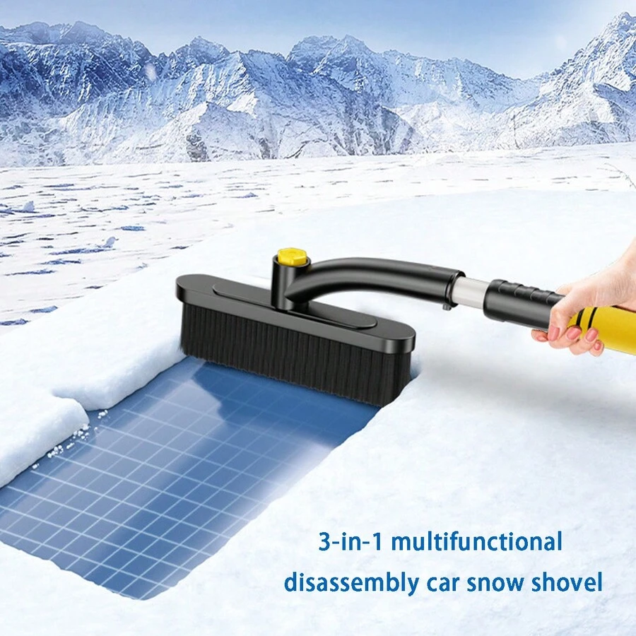 1pc Car Snow Shovel Tool, Yellow 7475 Multifunctional Snow Scraper, Auto 3 In 1 Snow Shovel - Multicolor - View 1