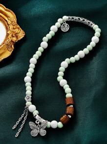 1條復古時尚的波西米亞風格蝴蝶&花卉串珠手鍊,個性化及有創意的設計,適合女士日常佩戴,派對,節日禮物,珠寶飾品