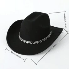 1頂女士純色優雅時尚亮片牛仔帽,適用於戶外、休閒、派對、爵士帽等活動 - 黑色 - 查看 4