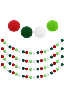 1pc Christmas Decoration Wool Felt Ball Garland, Flower Ball For Wall, Tree, Party And Room Decor,Christmas - View 1