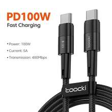 Toocki USB C轉Type-C線100W快充USB線，適用於華為P50 P40 P30 Pro，小米實用型USB C數據傳輸線PD線 - 黑色 - 查看 3