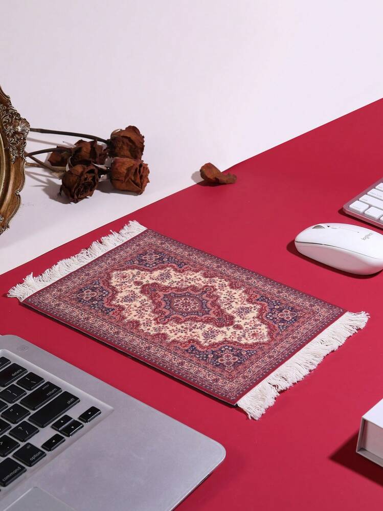 Style Carpet Mouse Pad Art Tassel Cup Mat - Red - Red - View 7