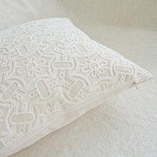 1pc Plaid Pattern Exquisite Embroidery Cushion Cover, Modern Style Polyester Fiber Pillowcase - White - View 3