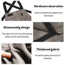 Aprons For Kitchen, Woodworking Apron, Heavy Duty Waxed Canvas Working Tool Apron With Pockets, Adjustable Strap Aprons For Women, Men - Xám - Xem 5