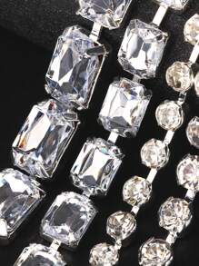 1pc Rhinestone Decor Multi-layered Sugar-shaped Back Chain For Sexy & Fashionable Party Dress Accessory - Silver - View 3