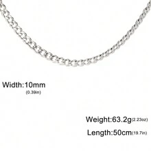 1pc Unisex Stainless Steel Plain Chain, 3mm~10mm Wide, Punk Minimalist Jewelry Accessories - Style a - View 34