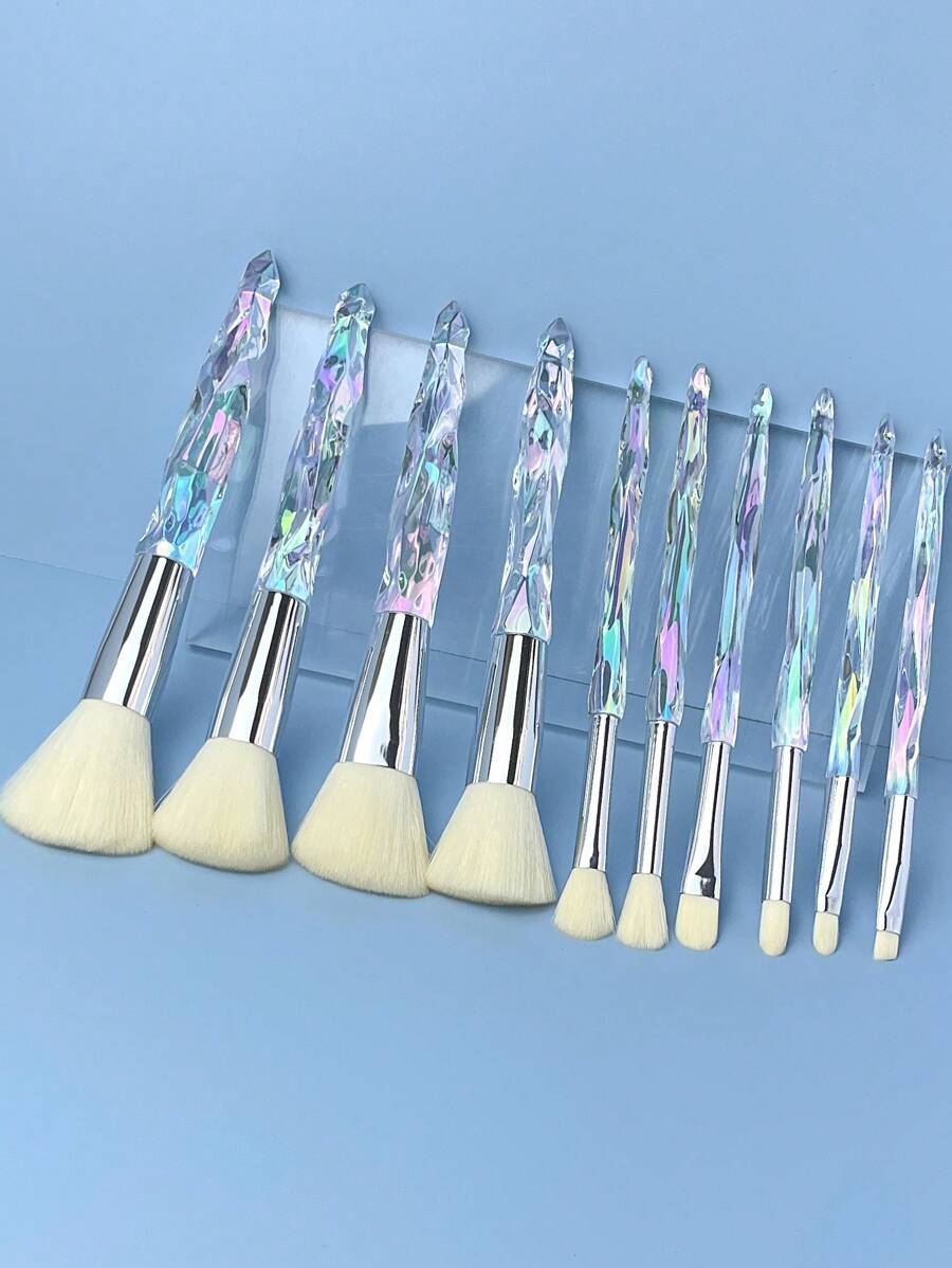 10pcs Synthetic Wool Diamond Crystal Makeup Brush Set,Brush Set,Makeup Brush Kit,Make Up Brush Set,Make Up Set Complete,Makeup Brush Set,Complete Makeup Kit,Brush Kit,Brushes Makeup Set,Makeup Gift Set,Set - Beige - View 1