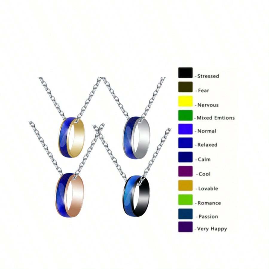 1pc Fashionable Simple 6mm Wide Copper Ring With Color Changing Effect & Stainless Steel Chain For Ring & Necklace - Rose Gold - View 1