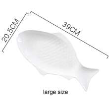 1pc White Ceramic Fish-shaped Platter, Creative Ellipse Fish Plate For Steamed Fish In Restaurant - White - View 9
