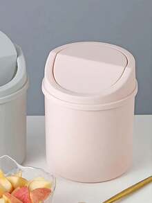 1pc Mini Pink Desktop Waste Bin - Pink - View 5