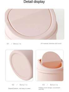 1pc Mini Pink Desktop Waste Bin - Pink - View 9