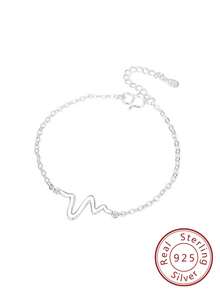 FOREVER QUEEN S925純銀心電圖手鍊心電圖項鍊套裝飾品套裝