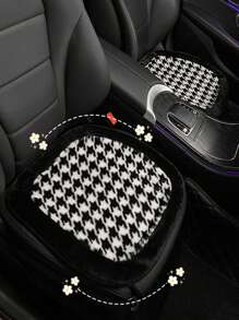 2 Piezas Cojines De Silla Con Estampado De Panal Y Borde Negro - Blanco y Negro - Ver 4