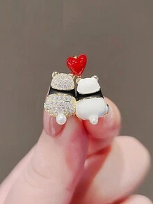 1只女士防曬胸針,日式風格可愛的小熊胸針,不透光,高端女士套裝飾品,精美裝飾珠寶