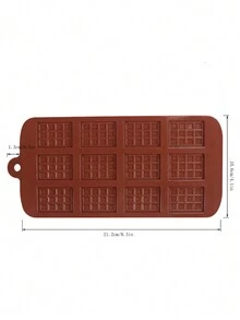 華夫餅巧克力矽膠模具、果凍模具/布丁模具、12格積木巧克力盤模具 - 巧克力棕 - 查看 3