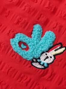 Annil Abrigo corto rojo de doble capa de moda para niñas - Rojo - Ver 5