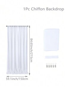 1件150*215厘米白色婚礼拱门帘，雪纺面料，适用于婚礼拱门、婚礼仪式、婚宴装饰，轻盈透气，可用于婚礼装饰、婚礼用品、婚礼回礼、情人节礼物等。 - 白色 - 查看 5