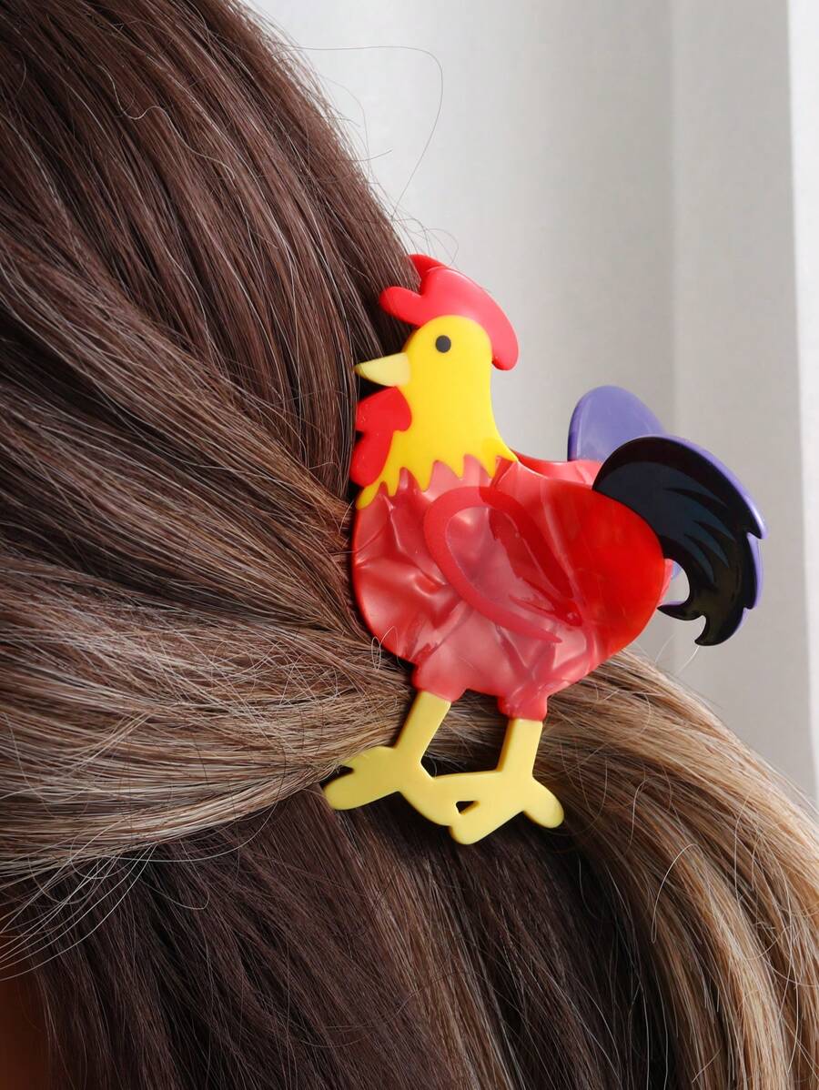 1入個性化時尚公雞醋酸女性髮夾