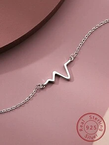FOREVER QUEEN S925純銀心電圖手鍊心電圖項鍊套裝飾品套裝