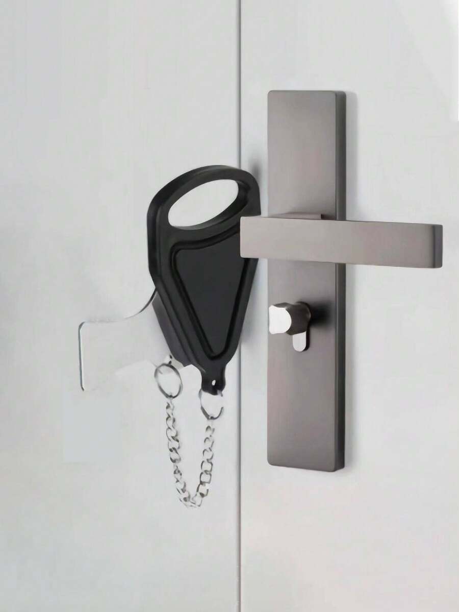 1個便攜式防盜鎖,不銹鋼創意家用門鎖(黑色)