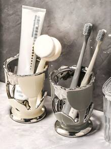 One Unique Style Ceramic Toothbrush Holder, Suitable For Home And Hotel Use - Grey - View 6