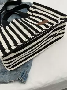 Bolso de hombro informal de rayas verticales versátil para mujer, para cartera y bolsa de mano, bolso grande para diario de lienzo con múltiples bolsillos y gran capacidad. Ligero bolso mensajero casual y de hombro, minimalista, para computadora portátil y deporte con múltiples compartimentos y bolsillos para estudiantes universitarias y adolescentes. Perfecto para la oficina, la universidad, la escuela secundaria, el trabajo, los negocios y el traslado.