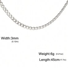 1pc Unisex Stainless Steel Plain Chain, 3mm~10mm Wide, Punk Minimalist Jewelry Accessories - Style a - View 26