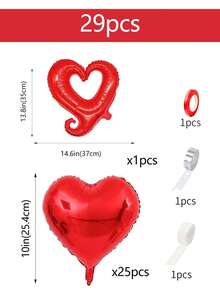 29 件红心铝箔气球套装，适用于婚礼、情人节求婚、爱情表白装饰，组合爱心/心形/吻字铝箔气球