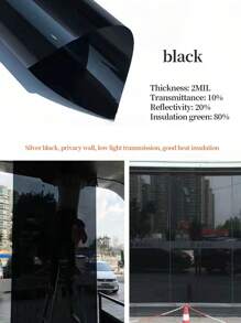 1 Tấm Phim Thủy Tinh Cách Nhiệt Tấm Che Nắng Cửa Sổ Cho Gia Đình, Ban Công, Tòa Nhà Văn Phòng, Chống Nắng, 45Cm X 1M/2M/3M/5M/10M - màu đen - Xem 10