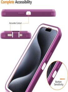 重型全身保护壳，防震/防尘/防摔，兼容苹果手机壳，带 PU 支架 - 酒紅色 - 查看 4