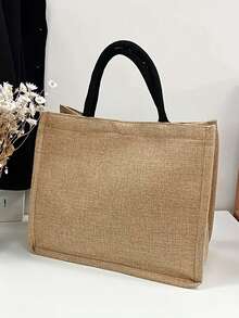 Thiết kế Túi tote vải lanh hình chữ cái ban đầu, Túi quà cá nhân, Nhẹ, Họa tiết hoa di động Các yếu tố tự nhiên Túi tote vải lanh có sức chứa cao, Quà tặng tốt nghiệp Quà tặng Quà tặng, Túi tote sành điệu đi biển, Thích hợp cho đám cưới, sinh nhật, bãi biển, ngày lễ, là một món quà tuyệt vời Quà Tặng Phụ Nữ, Mẹ, Bà Chủ, Thầy Cô, Bạn Bè, Phù Dâu (Thư I) - Màu Khaki - Xem 5