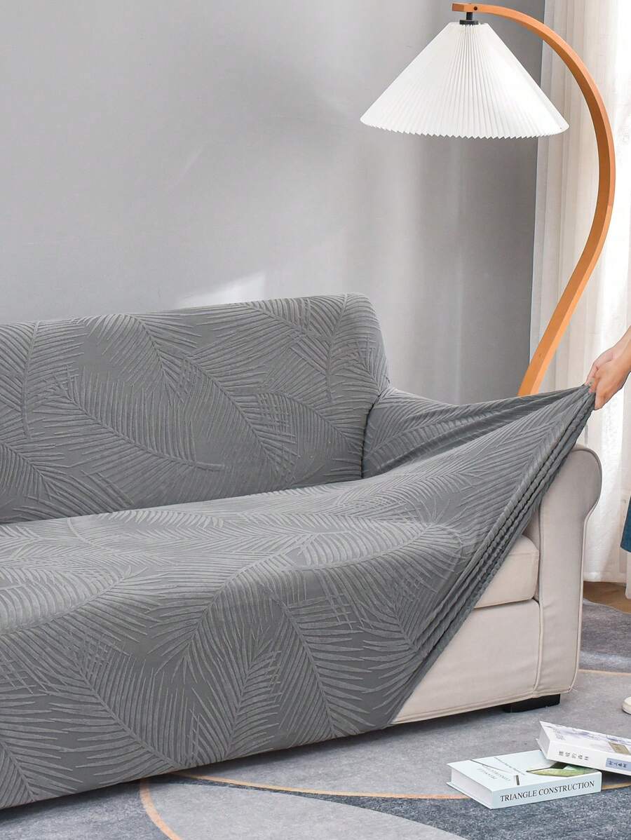 1pc Elastic Sofa Cover Modern Geometric Pattern Jacquard Solid Color Sofa Slipcover Sofa Protector For All Seasons Machine Washable