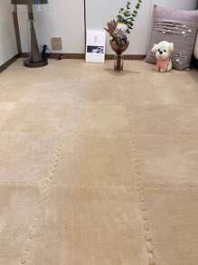 6入組12*12英寸毛絨拼接地毯,駱駝色暖融融的地墊,附邊緣條,女孩房間床緣練習墊、榻榻米家庭飯堂窗戶墊子、可剪裁和可清洗 - 駝色 - 查看 3