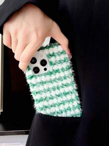Corn-Grain Texture Fluffy Phone Case, Anti-Drop And Compatible With IPhone - green white - View 4