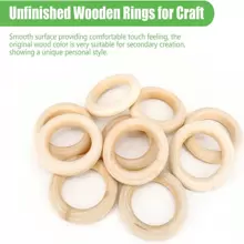 20入組天然木材手工藝用圓環,diy麻花環,未漆木環,55mm / 2.2英寸掛墜連接器